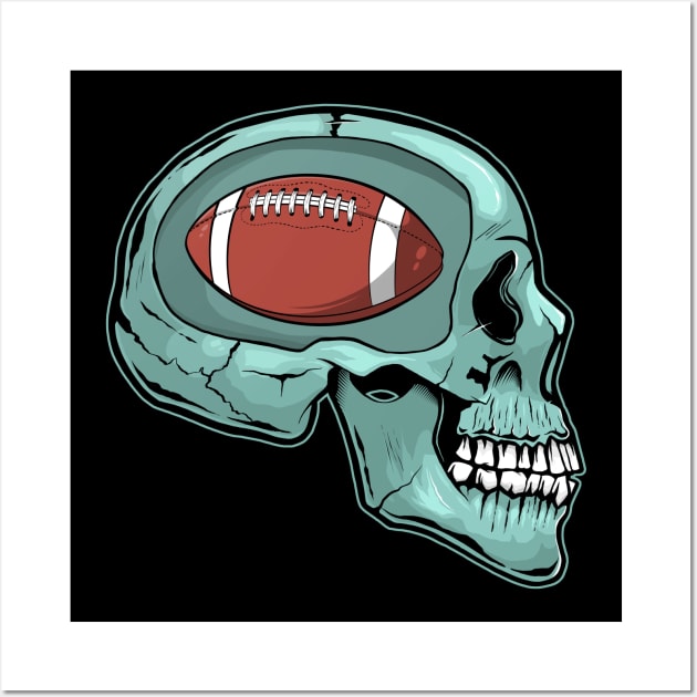 American Football Player Skull for Fantasy Football Fans Wall Art by Acroxth